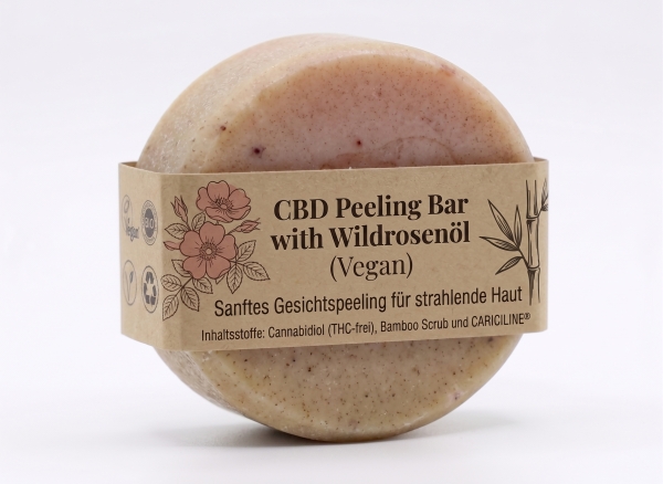 CBD Peeling Bar mit Wildrosenöl (Vegan) – Sanftes Gesichtspeeling für strahlende Haut