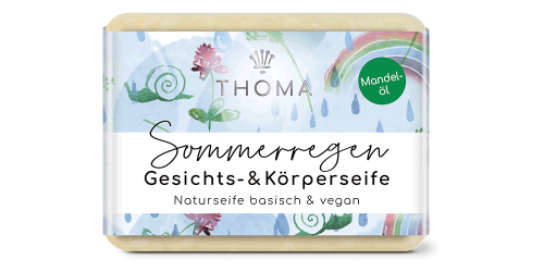 Handgemachte Mandelölseife mit Kokosmilch „Sommerregen“ – Nachhaltige Schweizer Naturkosmetik
